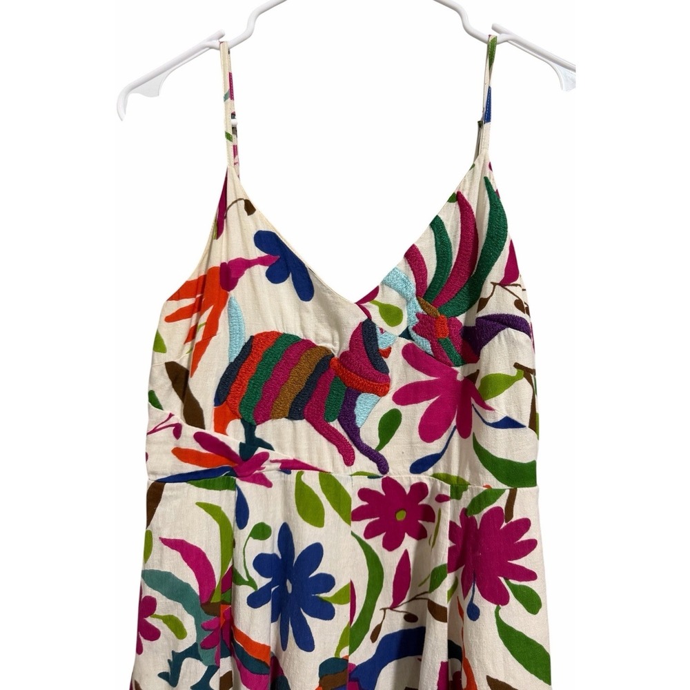 Vanessa‎ Virginia Anthropologie Folk Art Dress Embroidered Floral Animals Size 6 - Picture 3 of 12